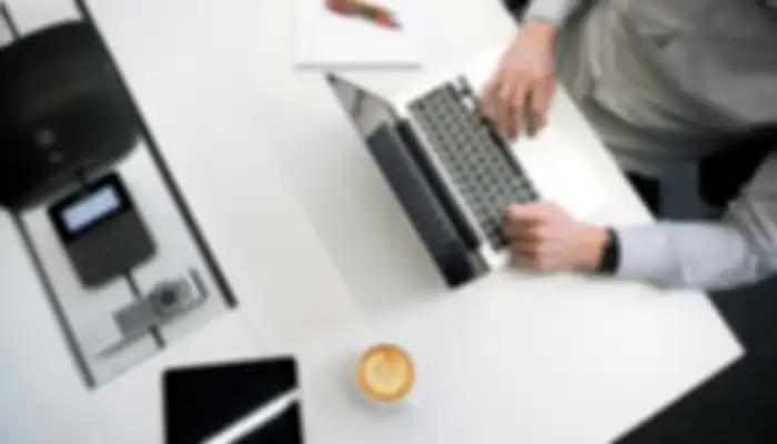 Person on a computer in an office